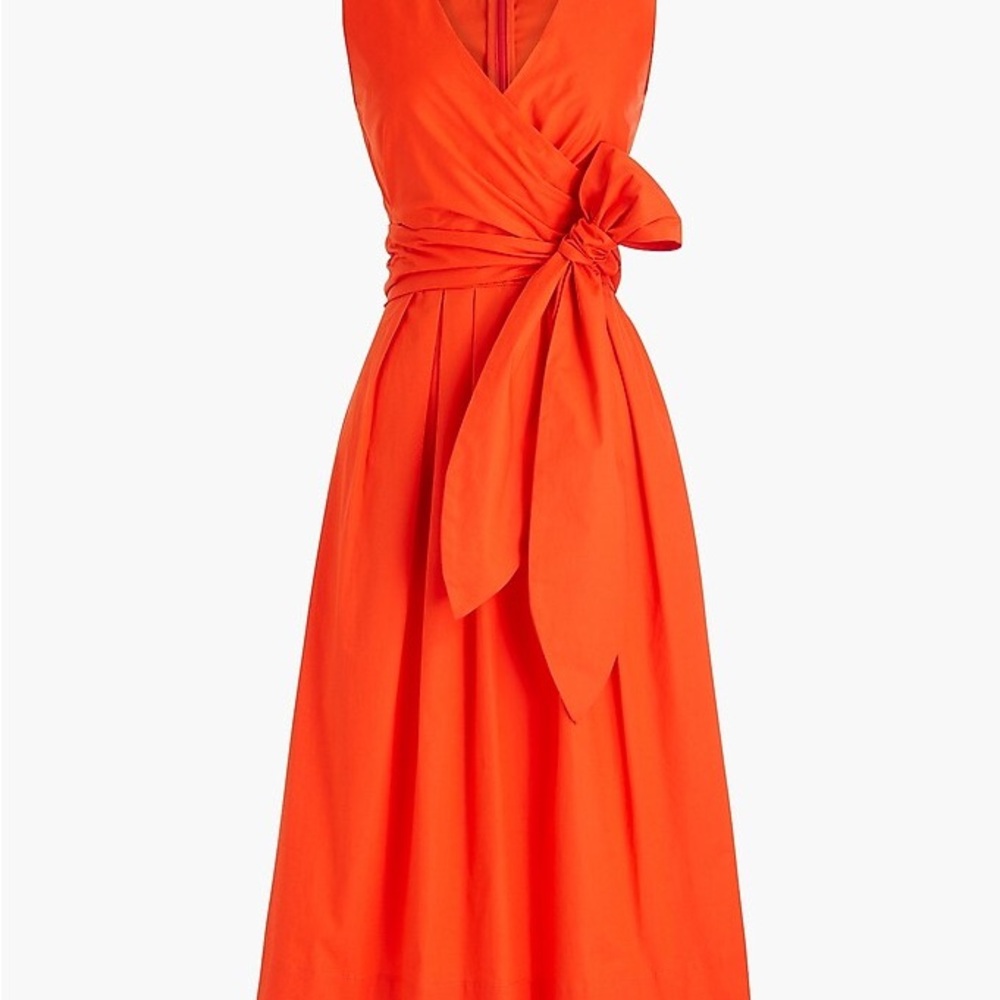 J. Crew Wrap Top Dress in Orange Midi Dress sz 2 XS